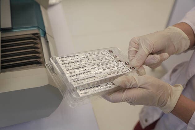 NOVOKUZNETSK, KEMEROVO REGION, RUSSIA - OCTOBER 14, 2021: The immunology department that conducts research of antibodies at Novokuznetsk City Clinical Infectious Diseases Hospital No 8 that treats COVID-19 patients. Yaroslav Belyayev TASS  TS114435