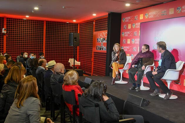 Renzo Rossellini, Luciana Burlin and Roberto Petrocchi during the Press conference for the presentation of Roberto Rossellini International Award at Spazio Roma Lazio Film Commission Oct 15th 2021  Copyright: xFrancescoxNatarellix xIPAx xx 0