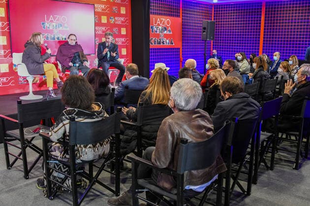 Renzo Rossellini, Luciana Burlin and Roberto Petrocchi during the Press conference for the presentation of Roberto Rossellini International Award at Spazio Roma Lazio Film Commission Oct 15th 2021  Copyright: xFrancescoxNatarellix xIPAx xx 0