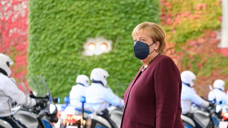 Berlin GER, Berlin, 18 10 21, Mary May Simon at German Chancellor Angela Merkel Angela Merkel waits, picture appointment at the greeting of the Governor General of Canada Mary May Simon by BKin Dr Angela Merkel, 18 10 2021, Copyright: xEibner-Pressefotox EP_EER