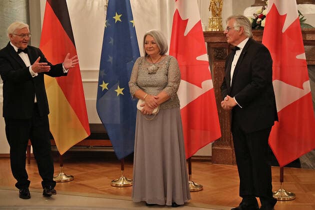 State Visit of the Governor General of Canada in Berlin State Visit of Mary May Simon, Governor General of Canada, and Whit Fraser in Berlin State Banquet at Bellevue Palace Defilee with Federal President Frank Walter Steinmeier Berlin Berlin GER