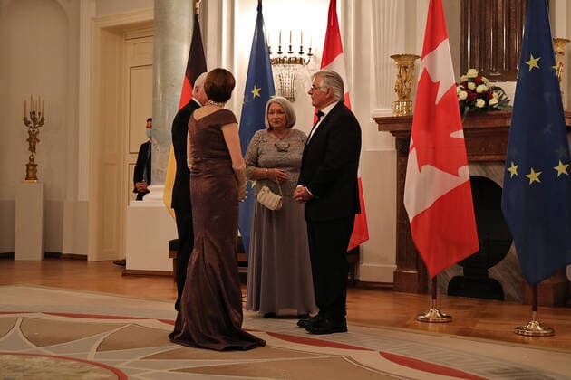 State Visit of the Governor General of Canada in Berlin State Visit of Mary May Simon, Governor General of Canada, and Whit Fraser in Berlin State Banquet at Bellevue Palace Defilee with Federal President Frank Walter Steinmeier and Elke Büdenbender Berlin Berlin GER