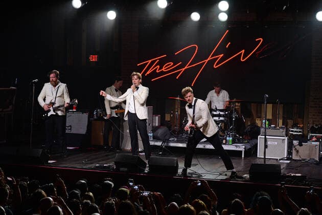 FORT LAUDERDALE FL - OCTOBER 19: Vigilante Carlstroem, The Johan and Only, Chris Dangerous, Howlin Pelle Almqvist and Nicholaus Arson of The Hives perform at Revolution Live on October 19, 2021 in Fort Lauderdale, Florida. Copyright: xmpi04x