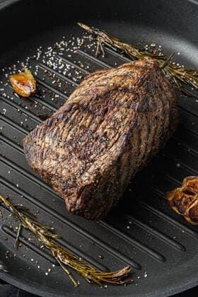 Brisket beef meat baked, on frying iron pan Brisket beef meat baked set, on frying iron pan Copyright: xx 37252642