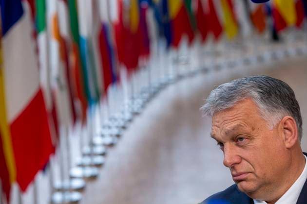 Prime Minister of Hungary Viktor Orban arrives for the European council summit, in Brussels, Thursday 21 October 2021. EU leaders will meet in Brussels to discuss COVID-19, digital transformation, energy prices, migration, trade and external relations.  POOLxNICOLASxMAETERLINCK 3119451