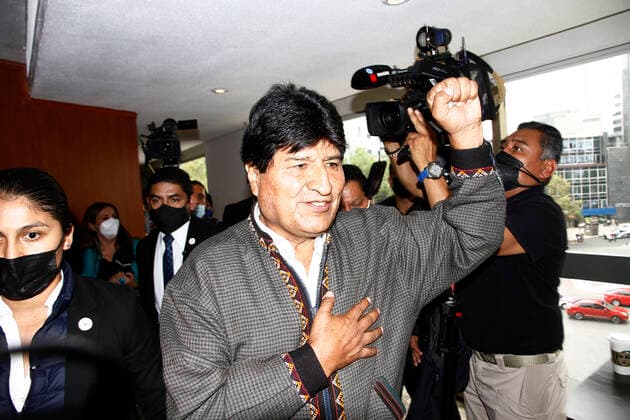 Bolivia s Former President Evo Morales Visit To Mexico To Offer A Press Conference MEXICO CITY, MEXICO - OCTOBER 22, 2021: Former president of Bolivia, Evo Morales talks during XXV International Seminar The Parties and the New Society at Fiesta Americana Hotel. On October 22, 2021 In Mexico City, Mexico. (Photo by Luis Barron Eyepix Group) Copyright: xLuisxBarronx EYEPIXGROUP_LB_22102021_17514