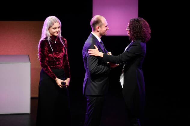 Brenda Lien, Aliaksei Paluyan and Angela Dorn at the 32 Hessian Film and Cinema Awards at the Capitol Theater Offenbach, 22 10 2021 Foto:xN.xKubelkax xFuturexImage