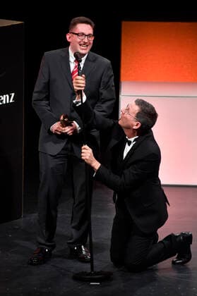 Tobias Sauer and Rainer Ewerrien at the 32 Hessian Film and Cinema Award ceremony at the Capitol Theater Offenbach, 22 10 2021 Foto:xN.xKubelkax xFuturexImage