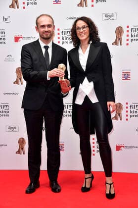 Aliaksei Paluyan and Angela Dorn at the 32 Hessian Film and Cinema Award ceremony at the Capitol Theater Offenbach, 22 10 2021 Foto:xN.xKubelkax xFuturexImage