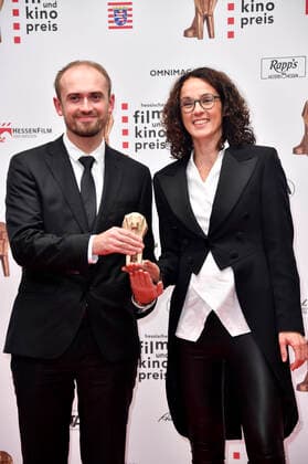 Aliaksei Paluyan and Angela Dorn at the 32 Hessian Film and Cinema Award ceremony at the Capitol Theater Offenbach, 22 10 2021 Foto:xN.xKubelkax xFuturexImage