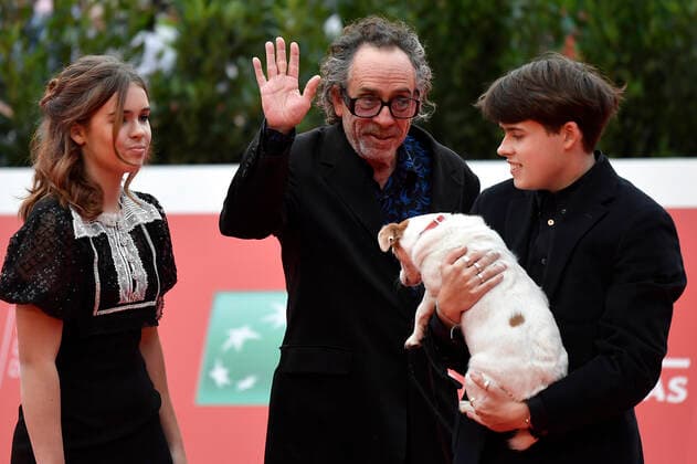 Nell Burton, Tim Burton and Billy-Ray Burton and their dog attend a Close Encounter red carpet during the 16th edition of the Rome Film Fest . Rome (Italy), October 23th 2021 Photo Andrea Staccioli Insidefoto andreaxtsaccioli