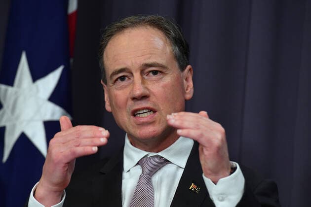 GREG HUNT PRESSER, Minister for Health Greg Hunt at a press conference at Parliament House in Canberra, Sunday, October 24, 2021. ( NO ARCHIVING, EDITORIAL USE ONLY, NO USE IN BOOKS WITHOUT CONSENT CANBERRA ACT AUSTRALIA  Copyright: xMICKxTSIKASx 20211024001588921630