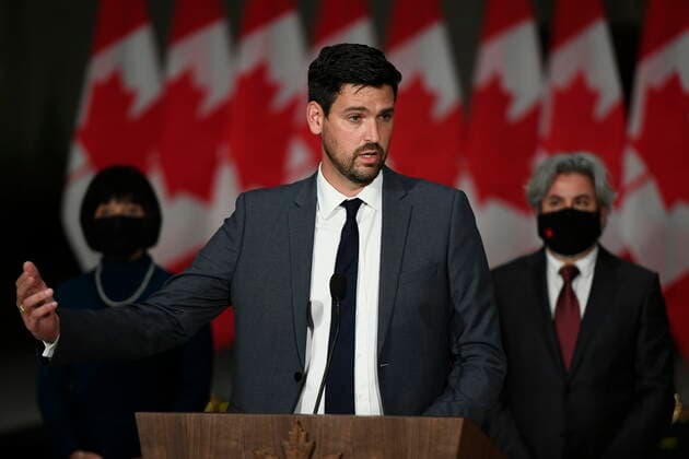 October 26, 2021, Ottawa, ON, CAN: Minister of Immigration, Refugees and Citizenship Sean Fraser answers a question at a news conference after the federal cabinet was sworn in, in Ottawa, on Tuesday, Oct. 26, 2021. Ottawa CAN  - ZUMAc35_ 20211026_zaf_c35_270 Copyright: xJustinxTangx
