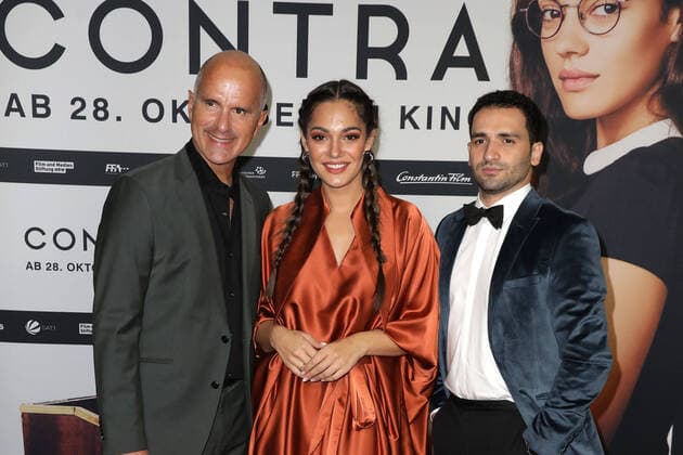 Christoph Maria Herbst, Nilam Farooq and Hassan Akkouch at the Contra cinema premiere on 27 10 2021 in Berlin Contra film premiere in Berlin