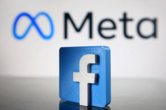 Facebook Renames Itself To Meta Facebook logo and new company brand Meta Platforms Inc. logo are pictured in this illustrative photo taken in Kyiv on 29 October, 2021. Facebook renames itself to new company brand Meta, Chief of Facebook Mark Zuckerberg said on 28 October 2021. Kyiv Ukraine  Copyright: xSTRx sindeyev-notitle211029_npQWi