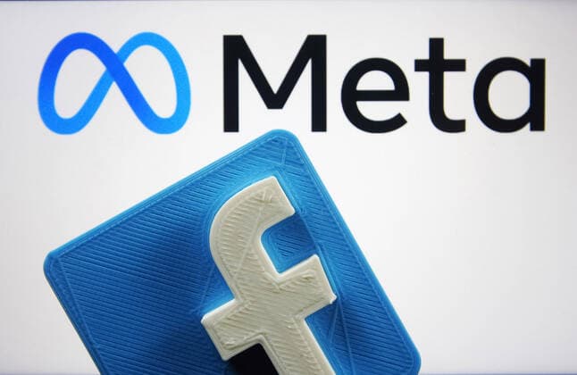 Facebook Renames Itself To Meta Facebook logo and new company brand Meta Platforms Inc. logo are pictured in this illustrative photo taken in Kyiv on 29 October, 2021. Facebook renames itself to new company brand Meta, Chief of Facebook Mark Zuckerberg said on 28 October 2021. Kyiv Ukraine  Copyright: xSTRx sindeyev-notitle211029_npviT