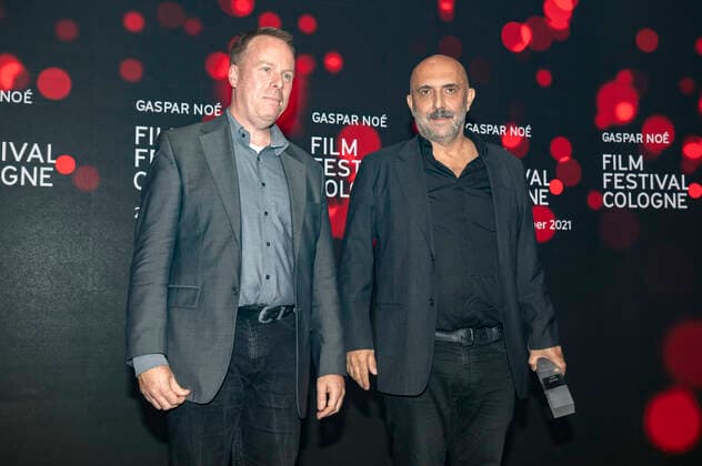 Gaspar Noe with laudator at the Film Festival Cologne Awards 2021 at the 31 Film Festival Cologne 2021 at E Werk Cologne, 28 10 2021. Foto:xR.xSchmiegeltx xFuturexImage