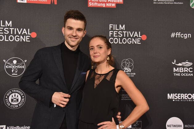 Actors Patrick Moelleken and Katrin Wolter arrive at the Film Festival Cologne Awards ceremony