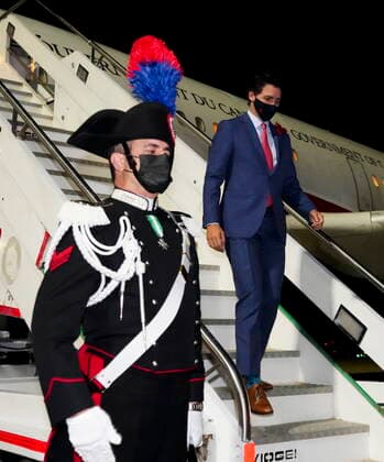 October 30, 2021, Rome, Italy: Prime Minister Justin Trudeau arrives in Rome, Italy, on Friday, Oct. 29, 2021. Rome Italy  - ZUMAc35_ 20211030_zaf_c35_002 Copyright: xSeanxKilpatrickx