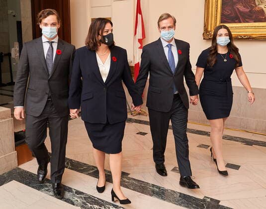 November 2, 2021, Winnipeg, MB, Canada: Heather Stefanson arrives with her husband Jason, son Tommy, and daughter Victoria to be sworn in asÃ‚ Manitoba s 24th premier at theÃ‚ ManitobaÃ‚ Legislative Building inÃ‚ Winnipeg on Tuesday, November 2, 2021. Winnipeg Canada  - ZUMAc35_ 20211102_zaf_c35_113 Copyright: xDavidxLipnowskix