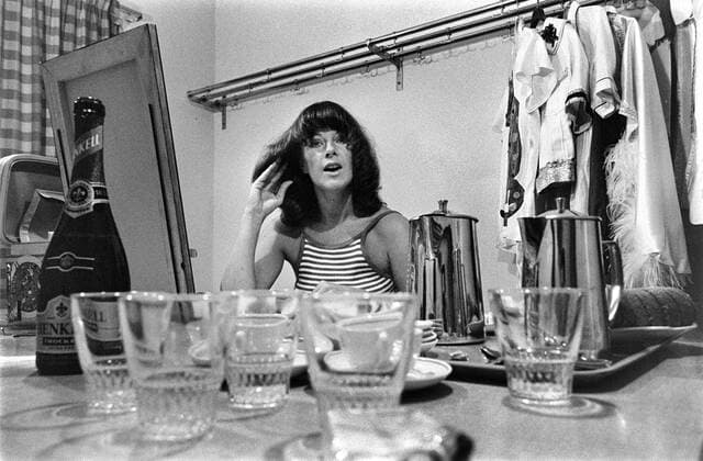 Swedish pop group Abba member Anni-Frid Lyngstad in the dressing room before a concert at Gamleby Folkpark in Vastervik, Sweden, July 9, 1975, during Abba Folkpark Tour 1975. Vastervik Sweden x3019x *** Swedish pop group Abba member Anni Frid Lyngstad in the dressing room before a concert at Gamleby Folkpark in Vastervik, Sweden, July 9, 1975, during Abba Folkpark Tour 1975 u009d Vastervik Sweden x3019x,  Copyright: xChristerxKindahl KB TTx ABBA FOLKPARK TOUR 1975