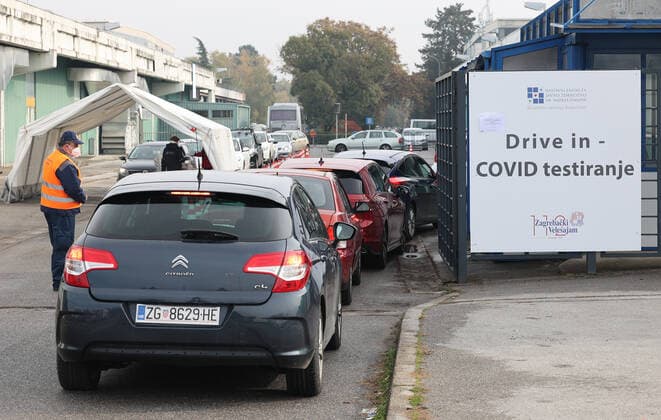 PXL_COVID-19 tests in Croatia People waiting in their car for COVID-19 test at Zagreb Velesajam, in Zagreb, Croatia, on November 3, 2021 MarkoxPrpic PIXSELL