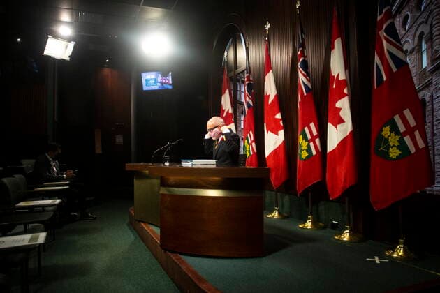 November 3, 2021, Toronto, on, Canada: Ontario s Chief Medical Officer Dr. Kieran Moore holds a press briefing at Queen s Park in Toronto on Wednesday November 3, 2021. The province announced that it is planning to offer booster doses of COVID-19 vaccines to all Ontarians, starting with the next priority group who will be able to book appointments starting this Saturday. Toronto Canada  - ZUMAc35_ 20211103_zaf_c35_023 Copyright: xChrisxYoungx