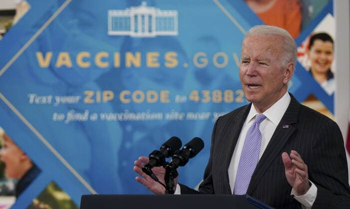 President Biden delivers remarks on the authorization of the COVID-19 vaccine for kids ages five to eleven years old in the South Court Auditorium of the Eisenhower Executive Office Building in Washington, D.C. on Wednesday, November 3, 2021. The CDC has expanded vaccine recommendations to about 28 million children in the United States.  WAP20211103913 LEIGHxVOGEL