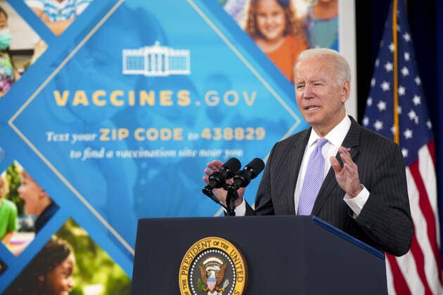 News Themen der Woche KW44 News Bilder des Tages President Biden delivers remarks on the authorization of the COVID-19 vaccine for kids ages five to eleven years old in the South Court Auditorium of the Eisenhower Executive Office Building in Washington, D.C. on Wednesday, November 3, 2021. The CDC has expanded vaccine recommendations to about 28 million children in the United States.  WAP202111039124 LEIGHxVOGEL