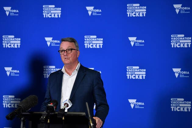 MARTIN FOLEY COVID19 PRESSER, Victorian Health Minister Martin Foley speaks to the media during a press conference in Melbourne, Friday, November 5, 2021. ( NO ARCHIVING, EDITORIAL USE ONLY, NO USE IN BOOKS WITHOUT CONSENT MELBOURNE VIC AUSTRALIA  Copyright: xJOELxCARRETTx 20211105001592919798