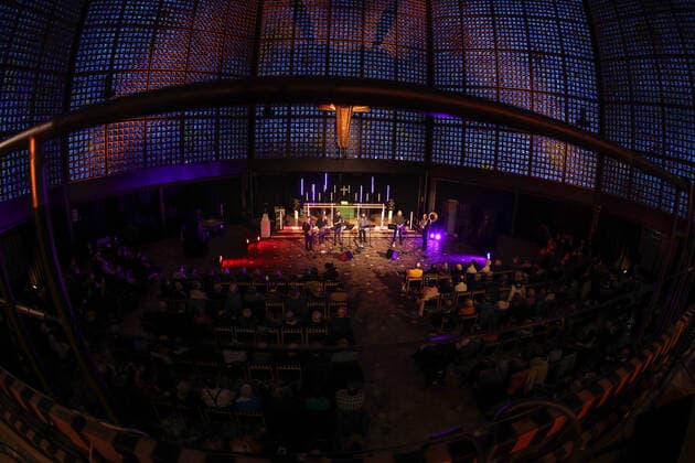 Concert by Maria Faust @ Kaiser Wilhelm Gedächtnis Kirche , Jazzfest Berlin Maria Faust™s Sacrum Facere, Maria Faust Alto Saxophone Emanuele Maniscalco Organ Ned Ferm Saxophone Francesco Bigoni Clarinet Tobias Wiklund Trumpet Mads Hyhne Trombone Jonatan Ahlborn Tuba