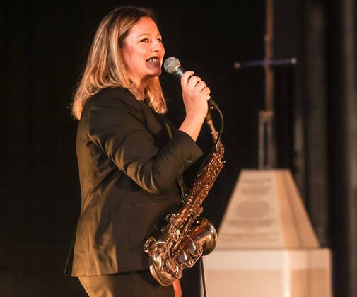 Concert by Maria Faust @ Kaiser Wilhelm Gedächtnis Kirche , Jazzfest Berlin Maria Faust™s Sacrum Facere, Maria Faust Alto Saxophone Emanuele Maniscalco Organ Ned Ferm Saxophone Francesco Bigoni Clarinet Tobias Wiklund Trumpet Mads Hyhne Trombone Jonatan Ahlborn Tuba