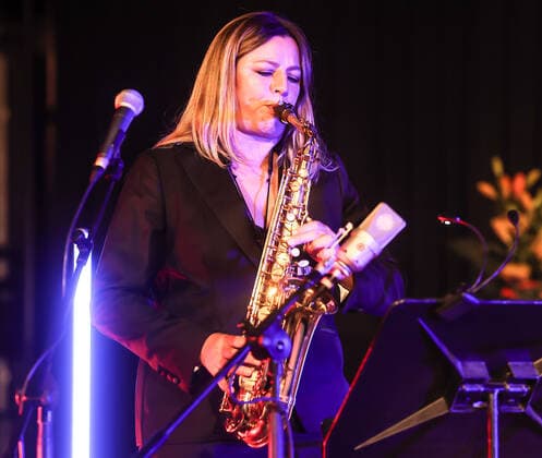 Concert by Maria Faust @ Kaiser Wilhelm Gedächtnis Kirche , Jazzfest Berlin Maria Faust™s Sacrum Facere, Maria Faust Alto Saxophone Emanuele Maniscalco Organ Ned Ferm Saxophone Francesco Bigoni Clarinet Tobias Wiklund Trumpet Mads Hyhne Trombone Jonatan Ahlborn Tuba