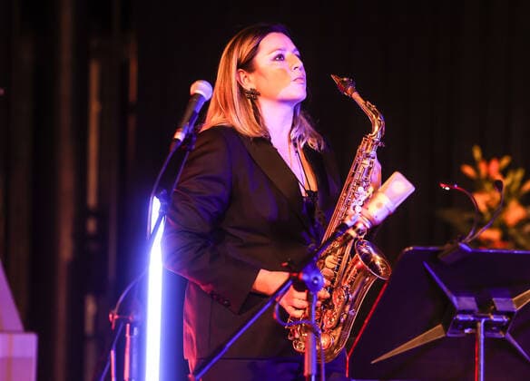 Concert by Maria Faust @ Kaiser Wilhelm Gedächtnis Kirche , Jazzfest Berlin Maria Faust™s Sacrum Facere, Maria Faust Alto Saxophone Emanuele Maniscalco Organ Ned Ferm Saxophone Francesco Bigoni Clarinet Tobias Wiklund Trumpet Mads Hyhne Trombone Jonatan Ahlborn Tuba