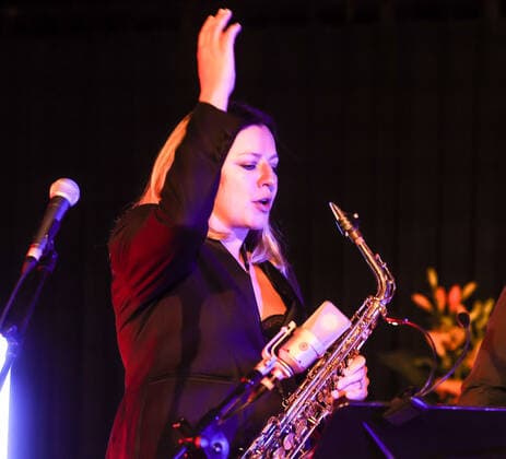 Concert by Maria Faust @ Kaiser Wilhelm Gedächtnis Kirche , Jazzfest Berlin Maria Faust™s Sacrum Facere, Maria Faust Alto Saxophone Emanuele Maniscalco Organ Ned Ferm Saxophone Francesco Bigoni Clarinet Tobias Wiklund Trumpet Mads Hyhne Trombone Jonatan Ahlborn Tuba