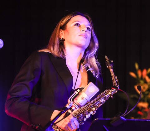 Concert by Maria Faust @ Kaiser Wilhelm Gedächtnis Kirche , Jazzfest Berlin Maria Faust™s Sacrum Facere, Maria Faust Alto Saxophone Emanuele Maniscalco Organ Ned Ferm Saxophone Francesco Bigoni Clarinet Tobias Wiklund Trumpet Mads Hyhne Trombone Jonatan Ahlborn Tuba