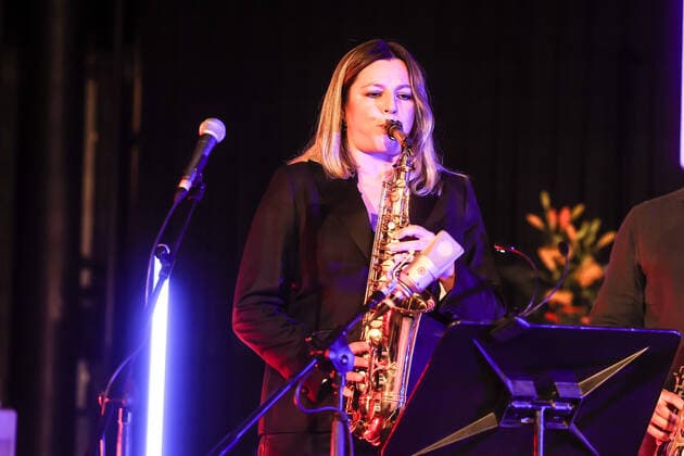 Concert by Maria Faust @ Kaiser Wilhelm Gedächtnis Kirche , Jazzfest Berlin Maria Faust™s Sacrum Facere, Maria Faust Alto Saxophone Emanuele Maniscalco Organ Ned Ferm Saxophone Francesco Bigoni Clarinet Tobias Wiklund Trumpet Mads Hyhne Trombone Jonatan Ahlborn Tuba