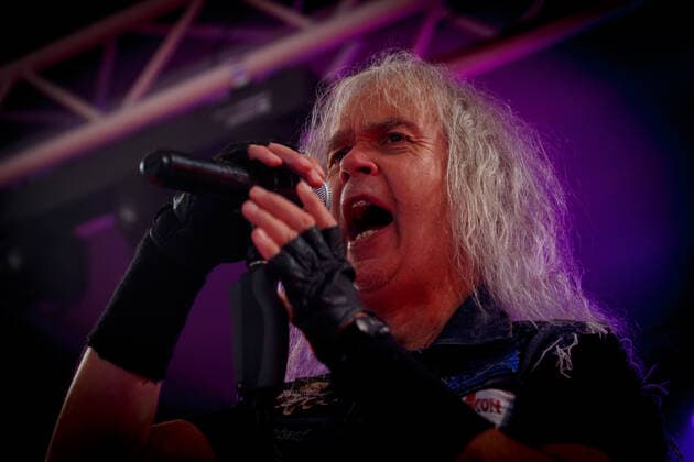 Hademarschen, Germany 05 November 2021 Grave Digger Hademascher Hof 05 11 2021 Recording of the live concert with audience for a live recording for later release was a great success Even from Sweden fans of Grave Digger came to Schleswig Holstein Photo lead singer Chris Boltendahl Hademascher Hof Schleswig Holstein Copyright: xFotostandx xJacobsx