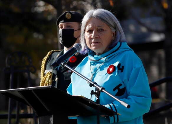 November 7, 2021, Ottawa, ON, Canada: Governor General Mary Simon speaks at an event to mark International Inuit Day and to rename a park in honour of deceased Inuk artist Annie Pootoogook in Ottawa on Sunday, November 7, 2021. Ottawa Canada  - ZUMAc35_ 20211107_zaf_c35_012 Copyright: xPatrickxDoylex