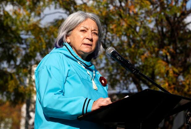 November 7, 2021, Ottawa, ON, Canada: Governor General Mary Simon speaks at an event to mark International Inuit Day and to rename a park in honour of deceased Inuk artist Annie Pootoogook in Ottawa on Sunday, November 7, 2021. Ottawa Canada  - ZUMAc35_ 20211107_zaf_c35_013 Copyright: xPatrickxDoylex