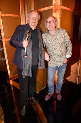 Wilfried Schmickler and Urban Priol at the award ceremony of the Bavarian Cabaret Prize 2021 at the Lustspielhaus Munich, 08 11 2021 Foto:xS.xAdamx xFuturexImage