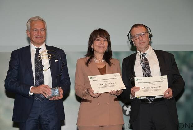 Milan, Italy La Scala Marcella Bonchio, Markus Antonietti and Pierre Joliot are awarded the 2020-2021 edition of the International Award Lombardia e Ricerca , the recognition promoted by the Lombardy Region which assigns 1 million euros to the best scientific discovery in the field of Sciences of Life attended by various institutions and famous guests In the picture: Marcella Bonchio, Markus Antonietti, Paolo Veronesi  Copyright: xNickxZonnax xIPAx xNickxZonnax