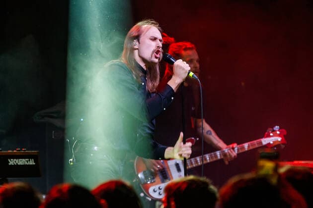 08.11.2021, Tallinn Belarusian dark wave post-punk band from Minsk Molchat Doma concert in Helitehas. On the photo Egor Shkutko. Photo Mihkel Maripuu, Postimees Tallinn Harjumaa Estonia 1MM08NOV21P43  Copyright: xMihkelxMaripuux Egor Shkutko