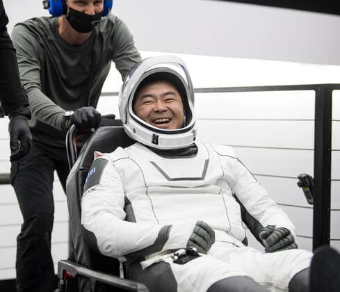November 8, 2021, Pensacola, Florida, USA: Japan Aerospace Exploration Agency (JAXA) astronaut Aki Hoshide reacts to a comment after being helped out of the SpaceX Crew Dragon Endeavour spacecraft onboard the SpaceX GO Navigator recovery ship after he and NASA astronauts Shane Kimbrough and Megan McArthur, and ESA (European Space Agency) astronaut Thomas Pesquet landed in the Gulf of Mexico off the coast of Pensacola, Florida, Monday, Nov. 8, 2021. NASA™s SpaceX Crew-2 mission is the second operational mission of the SpaceX Crew Dragon spacecraft and Falcon 9 rocket to the International Space Station as part of the agency™s Commercial Crew Program..Mandatory Credit: NASA via CNP Pensacola USA - ZUMAs152 20211108_zaa_s152_086 Copyright: xAubreyxGemignanix