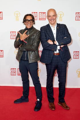 The Golden Steering Wheel 2021 Antonino Labate Director of Strategy, Business Development Operation CUPRA and Werner Tietz Member of the Board of SEAT SA on the red carpet at the Golden Steering Wheel award ceremony at the Axel Springer Tower in Berlin Copyright: xEventpressxGolejewskix