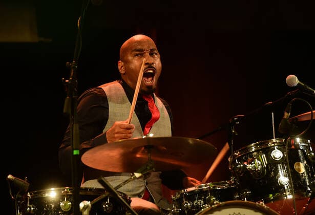 Drummer Derrick D Mar Martin of Rick Estrin and The Nightcats music band performs during the 25th Blues Alive, blues & roots festival, on November 12, 2021, in Sumperk, Czech Republic. (CTKxPhoto LudekxPerina) CTKPhotoP2021111210577  LPE 040