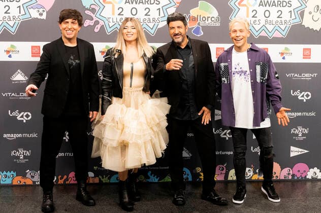 Dani Moreno, Cristina Bosca, Tony Aguilar and Oscar Martinez at the LOS40 Music Awards 2021 at the VelÃ²drom Illes Balears Palma de Mallorca, 12 11 2021 Dani Moreno, Cristina Bosca, Tony Aguilar, Oscar Martinez.  Foto:xDyDxFotografosx xFuturexImage