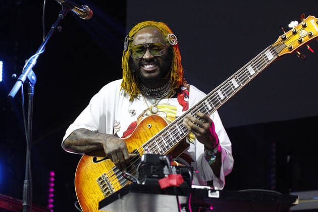 American bassist Thundercat performs on stage during the Day N Vegas Music Festival at the Las Vegas Festival Grounds in Las Vegas, Nevada on Friday, November 12, 2021.  LAV2021111264 JAMESxATOA