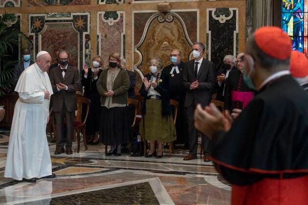 Italy, Rome, Vatican, 2021 11 13. Pope Francis during the awarding of the Ratzinger Prize at the Vatican. Photograph by Vatican Media Catholic Press Photo Hans Lucas. RESTRICTED TO EDITORIAL USE - NO MARKETING - NO ADVERTISING CAMPAIGNS.  Copyright: xVATICANxMEDIAx xIPAx xVaticanxMediax