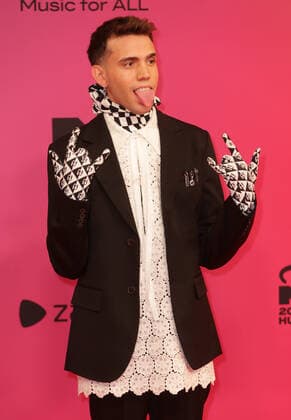 Aka 7even arrives at the MTV Europe Music Awards in Budapest, Hungary on Sunday, November 14, 2021.  HUN20211114013 SVENxHOOGERHUIS